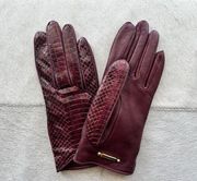 New Burberry Snakeskin Burgundy Gloves