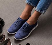 Cole Haan ZeroGrand Oxford Sneaker Sole Wingtip Blue Suede Perforated Size 7