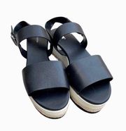 Via Spiga Platform Sandals Leather in Black Size 39.5 (9.5)