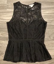 Black Lace Peplum Top