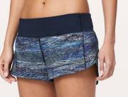 Lululemon  Women's Size 8 Speed Up Short 2.5" Interconnect Blue Multi / True Navy