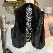 JohnPaulRichard Faux Fur Vest Sleeveless Coat Womens M Glam Dressy Coffee