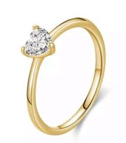 Sterling Silver SIZE 9 18kt Gold Plated 925  Dainty Heart Cubic Zirconia Sparkling Ring