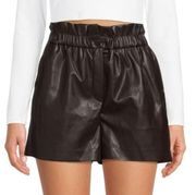 Laundry by Shelli Segal Faux Leather Shorts Dark Brown M