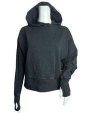 Joy Lab Sweatshirt Womens XS Black Wash Cropped Hoodie Basic Workout Athleisure