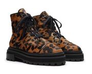 Maylova Leopard Lug Sole Combat Lace Up Boots NWOB