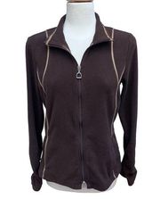 Ariat Fleece Riding Jacket Sweater Brown Full Zip Fitted Size L