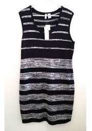 Sami and JO Black Gray Striped Bodycon Stretch Sleeveless Dress XL NEW