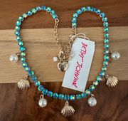 Cruise Control Blue Crystal Tennis Necklace Seashell Charms NWT