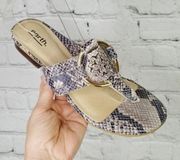 Earth Mykonos Medallion Sandals 7 Snakeskin Gray