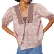 Current Air QUILT CONTRAST MOTIF TOP Deep Mauve Multi XS