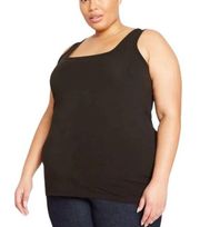 Universal Standard Square Neck Tank Top Black Women's Size 3X / 22-24