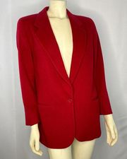VTG L.L. Bean Blazer Red Wool/ cashmere USA Made One Button Boxy Academia size 6