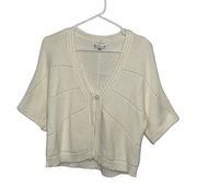 Croft & Barrow Ivory/ Cream Cotton Blend Short Sleeve Knit Cardigan | Size XL