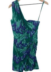 Gianni Bini Madison Mint Leaf One Shoulder Tropical Mini Dress Medium INV267