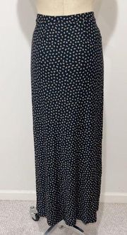 Vintage Susan Bristol Soft Wear Black Tan Coffee Bean Printed Maxi Skirt Size M