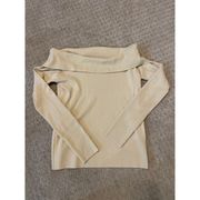 Dreamers by Debut Cream Wide Cowl Neck Ribbed Sweater S/M