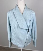 H by Halston Stand-Collar French Terry Moto Jacket Blue 18W