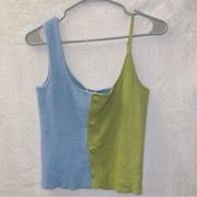 Le Lis NWT Blue and Green Ribbed Knit Spit Tank Top size large