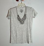 🌺 Fossil grey embellished short sleeve tee