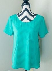 NEW Lily White Green Short Sleeve Top Med