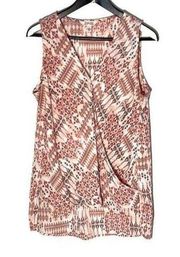 Krazy Kat Women Pink Sleeveless Blouse. Size Large Boho Casual Summer