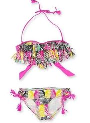 Raisins Geo-Print Fringe 2 Piece Bikini, pink Med