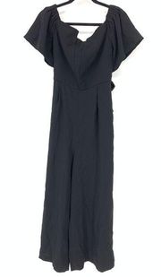 Karen Millen Women's Approx Size S Black Jumpsuit Butterfly Sleeve Tie Back