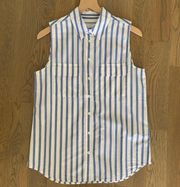 Cinema striped sleeveless button down top Small