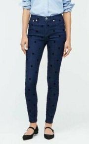 J. Crew velvet polka dot 9” toothpick jeans