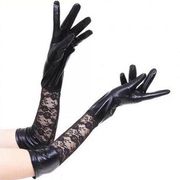 LATEX GLOVES MIDI LACE BURLESQUE DIVA BLACK FANCY ELEGANT CHIC BABE GOTHIC