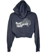 Garage NWT  Stay Magical Grey Graphic Logo Cropped Zip Up Hoodie Jacket Size XS