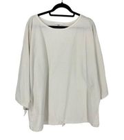 Bryn Walker Women's XS Crewneck Pullover Top Long Sleeves White Drawstring *FLAW