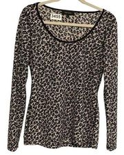 Karen Kane leopard print long sleeves shirt size L