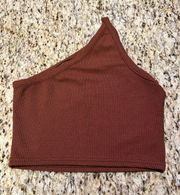 Nasty Gal NWT  Ripple One Shoulder Crop Top - Chocolate