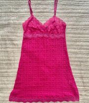 XXI Hot Pink Lace Babydoll Sheer Cami S Small Y2K