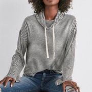 Lucky Brand  Black & White Stripe Cowl Neck Lightweight Sweatshirt S