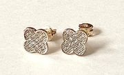 14k Real Gold 7 mm Clover Stud Earrings (7 x 7 mm) | Real Gold Earrings |