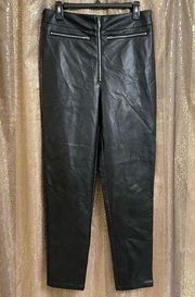 Superdown Black Faux Leather Adonia Zipper Front Pants, L NWOT