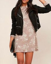 O'Neill  Leona Floral Long Sleeve Mock Neck Dress Taupe Small