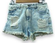 Gef France Light Acid Wash Distressed Skinny Fit Lepi Denim Shorts Size 6