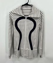 Lululemon  Women’s Black White Logo Full Zip Athletic Workout Jacket Size 4