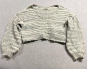 Urban Outfitters Grey White Marled V Neck Oversized Cropped Sweater Medium GUC