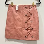 Faux Leather Lace Up Mini Skirt Size M NWT