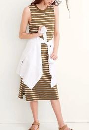 Madewell  Organic Cotton Green Striped Midi Dress