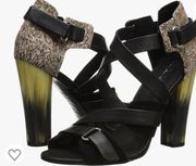 L.A.M.B Korry calf hair heels horn