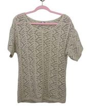 Women’s Medium  Cream Crochet Knit Sweater Blouse