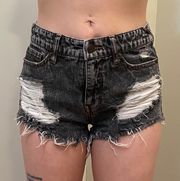 Black Distressed Jean Shorts 