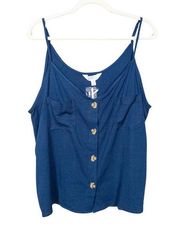 MARKET & SPRUCE Stitch Fix Navy Blue Elsa Button Front Cami Women's XL