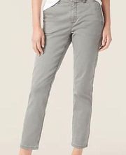 Gray Chino Flat Front Crop Pants